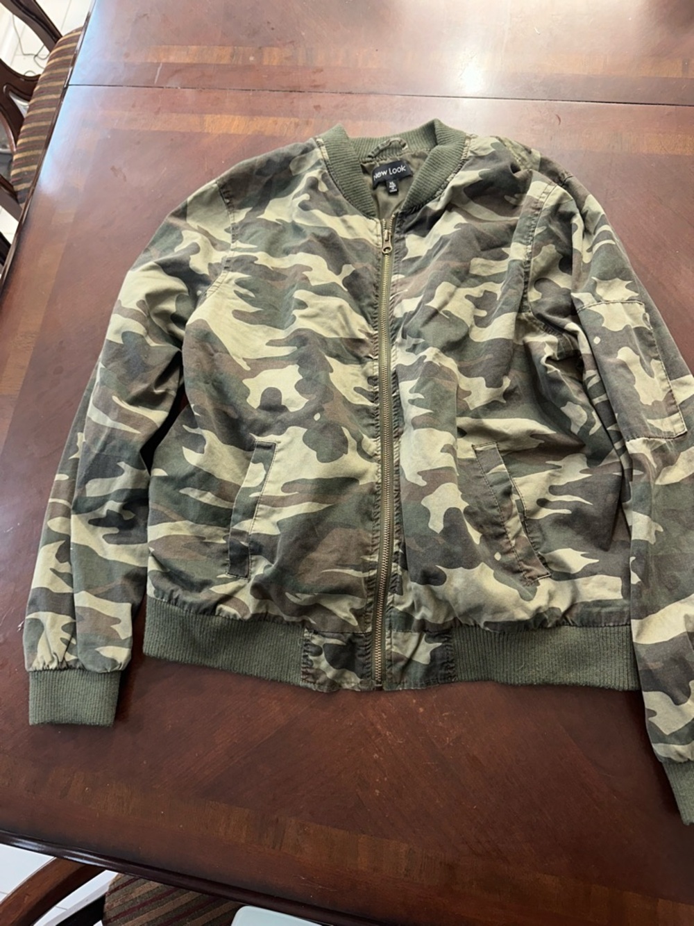 New Look Camouflage Bomber Jacket - Olive & Brown